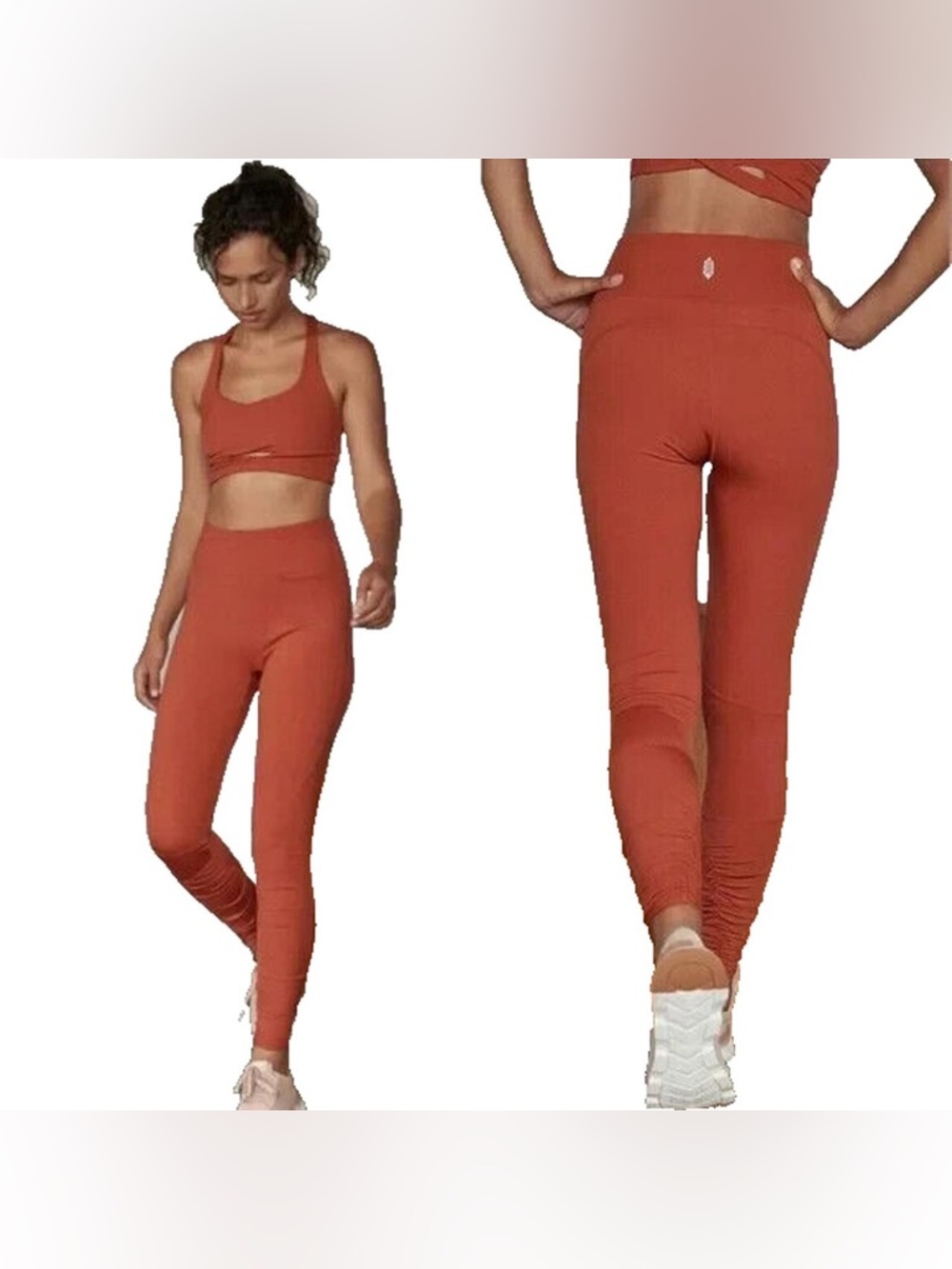 Free People Movement Ruched Ankle Leggings Burnt Orange Size L‎